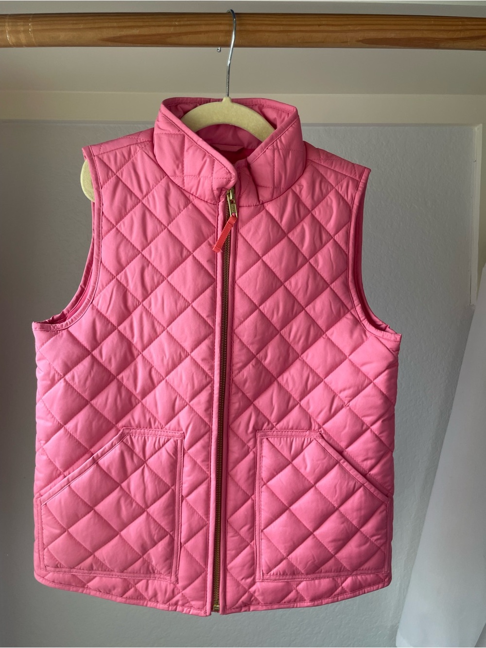 Crewcuts Quilted Pink Puffer Vest with Stand Collar